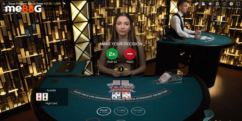 Hành động của người chơi trong game bài Poker Me88